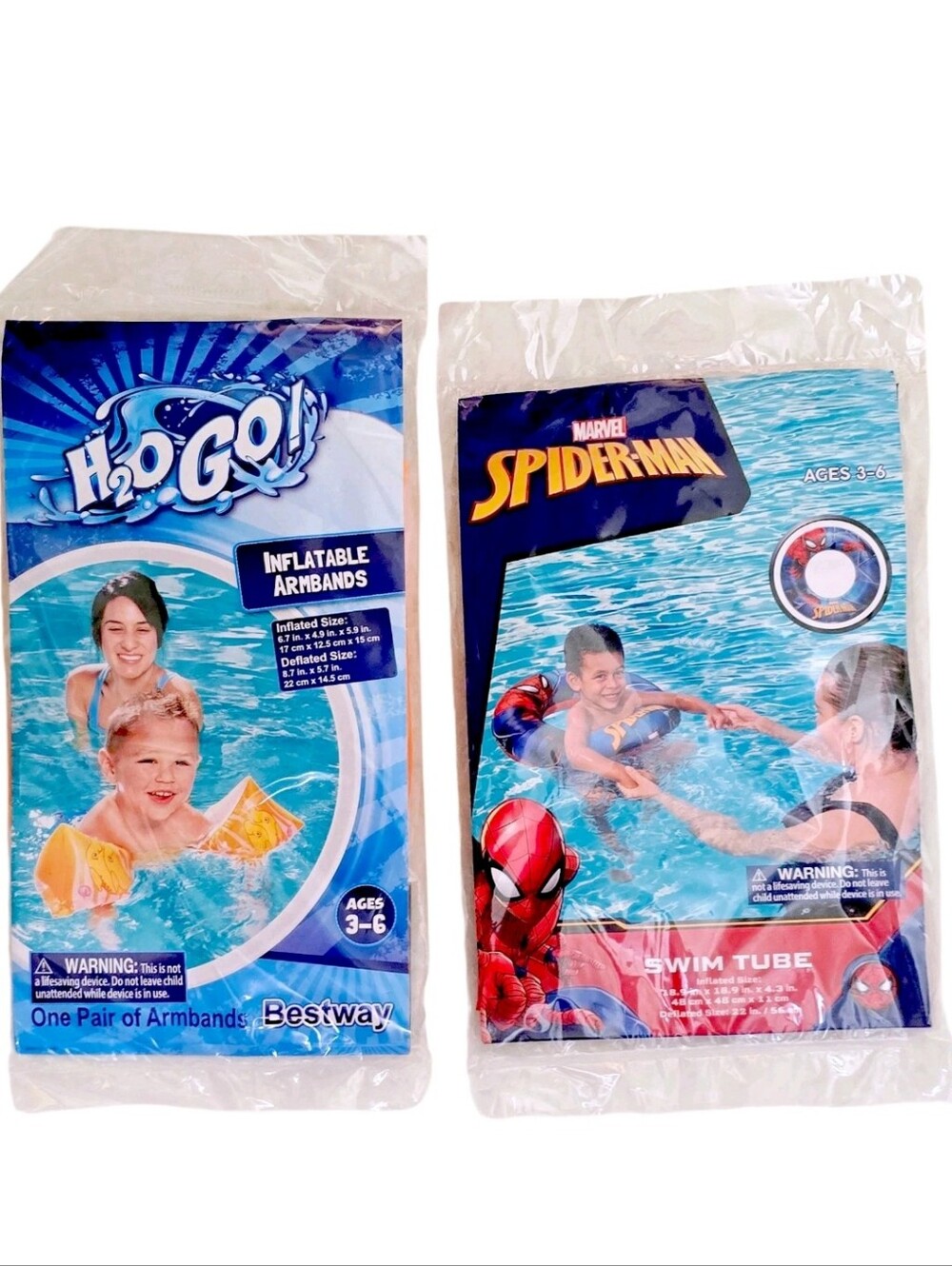 Marvel Spiderman Inflatable Swim Tube Ring Float & Dolphin Armbands Floaties Lot